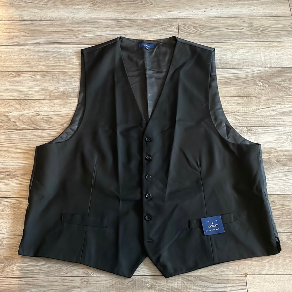 Men’s Black Vest Adjustable Black Tie Wedding Party Work Casual
